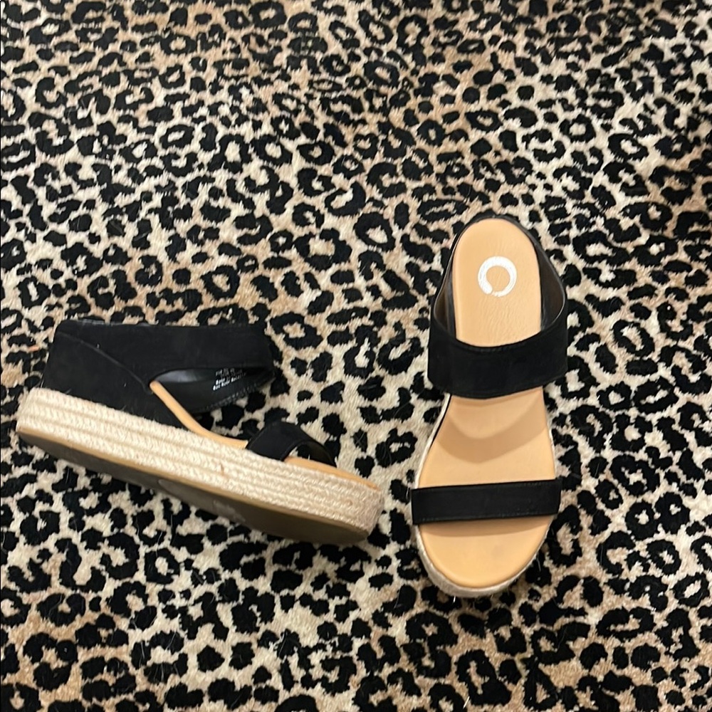 Black Espadrille Wedge Sandals